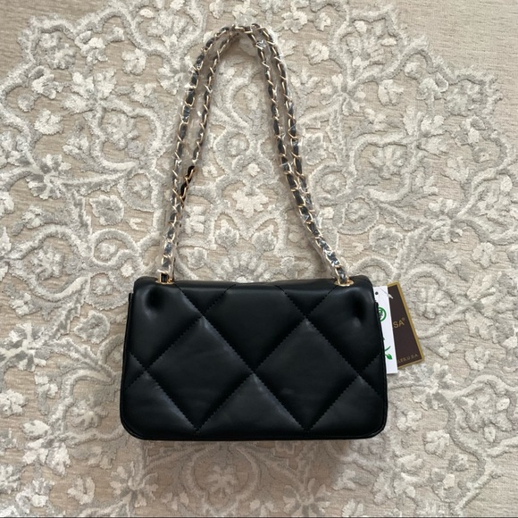 Black Quilted Shoulder Bag - Picture 9 of 14